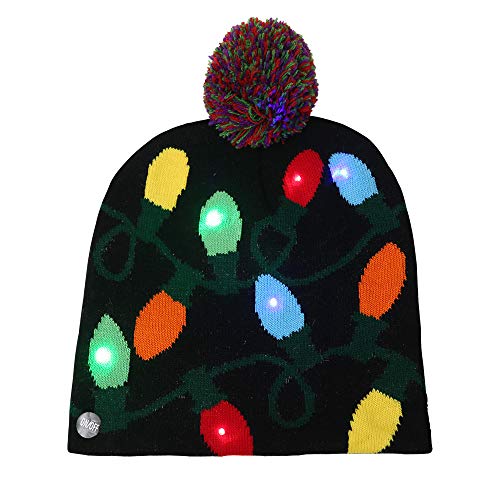 Gorro de Punto de Navidad con Luces Led Decoración de Navidad del Partido Cap Gorro de Lana de Colores de luz Luz Hijos Adultos Sombrero Caliente