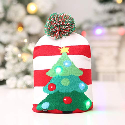 Gorro de Punto de Navidad con Luces Led Decoración de Navidad del Partido Cap Gorro de Lana de Colores de luz Luz Hijos Adultos Sombrero Caliente