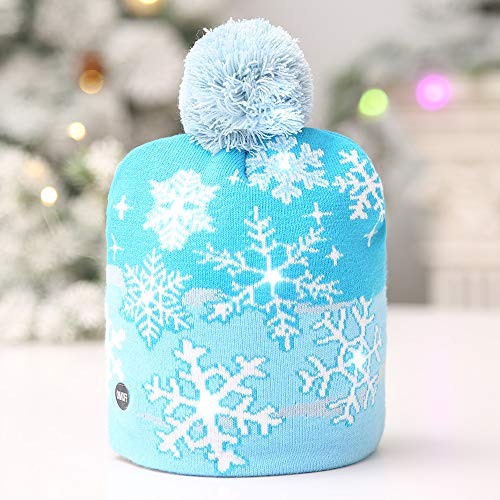 Gorro de Punto de Navidad con Luces Led Decoración de Navidad del Partido Cap Gorro de Lana de Colores de luz Luz Hijos Adultos Sombrero Caliente