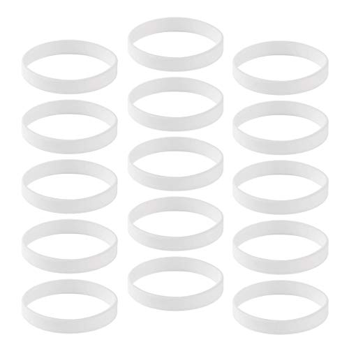 Hellery 15x Pulseras De Silicona Pulsera Deportiva Brazalete Elástico Decoración para Adultos - Blanco, Tal como se Describe - Blanco, Tal como se Describe