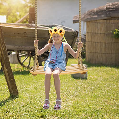 Herefu Columpio de Jardín para Niños e Adultos, Columpio de Madera Exterior Ajustable, Columpio Infantil Impermeable Exterior Madera , Asiento de Columpio de Madera Arbol por Jardín, Patio