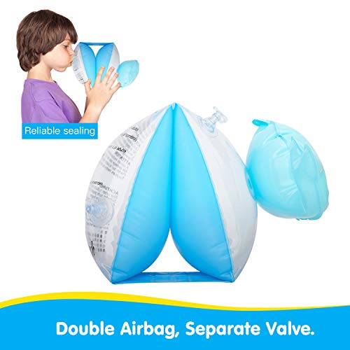 HeySplash Banda de Brazo Inflatable para Niños, Mangas de Flotación, Manguitos de Natación Infantil,Flotadores Piscina de PVC Dispositivo de Entrenamiento Plegables - Ballena Azul