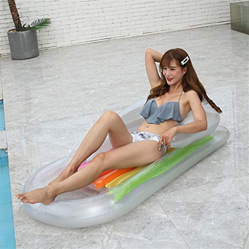 HO-TBO Cama Inflable Flotante Agua Baranda de Respaldo reclinable Flotante Inflable de PVC Transparente Fila Resto al Aire Libre del Agua Cama Adecuado para Piscinas Al Aire Libre