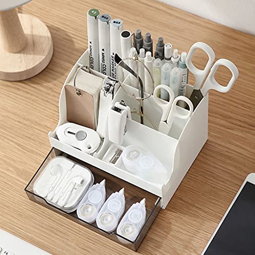holilest Caja de almacenamiento de escritorio, soporte de papelería multiusos para maquillaje, soporte de almacenamiento de estiramiento, multirejillas para baño, dormitorio, hogar, color azul