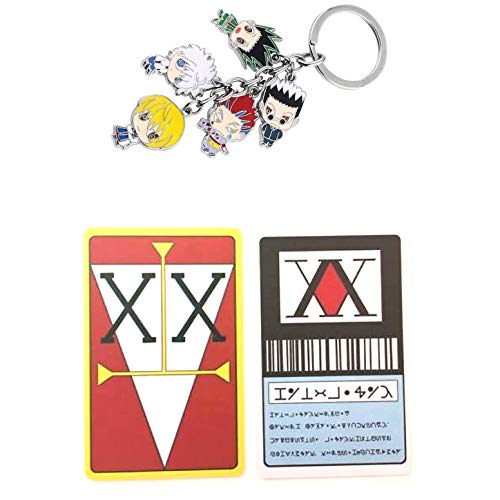 HUNTER X HUNTER 1x Llavero de Anime colgante para Cosplay con 2x Anime Hunter x Hunter Tarjeta de licencia Cosplay Hisoka Kurapika Killua Zoldyck Tarjetas de PVC