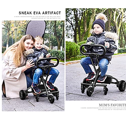 HYAN Carrito Infantil de Cinco Ruedas, muñeca con Triciclo para niños, toldos Plegables livianos para niños con Visor de Sol salientes y más