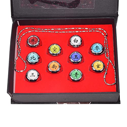 I3C Anime 10pcs Anillos de Akatsuki, Accesorios para Cosplay Disfraz de Itachi Uchiha Pain para Hombres Mujeres y Fan de Akatsuki