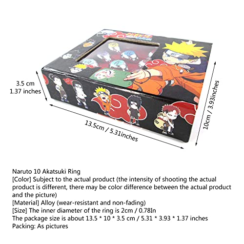 I3C Anime 10pcs Anillos de Akatsuki, Accesorios para Cosplay Disfraz de Itachi Uchiha Pain para Hombres Mujeres y Fan de Akatsuki
