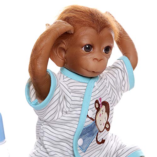 iCradle Reborn Muñecos Bebe Reborn Niña Mono Bebé 18 Pulgadas 45cm Silicona Muñeca Mono Bebe Muñeca Parece Realista Precioso Mono de Piel Juguete colección