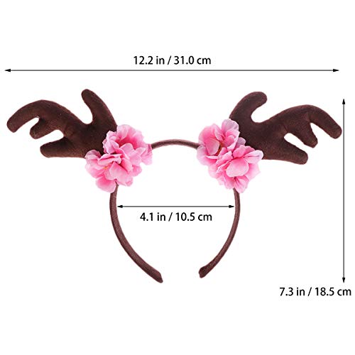 ifundom Decoraciones navideñas 3 unids floral Navidad decorativo diadema adorable bandas para el pelo de alce asta aros de pelo café tocado fiesta favores suministros decoraciones