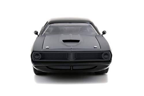 Jada Toys Fast & Furious Letty's 1970 Plymouth Barracuda - Coche Tuning a Escala 1:24, Puertas abatibles, capó y Maletero, Rueda Libre, Color Negro Mate
