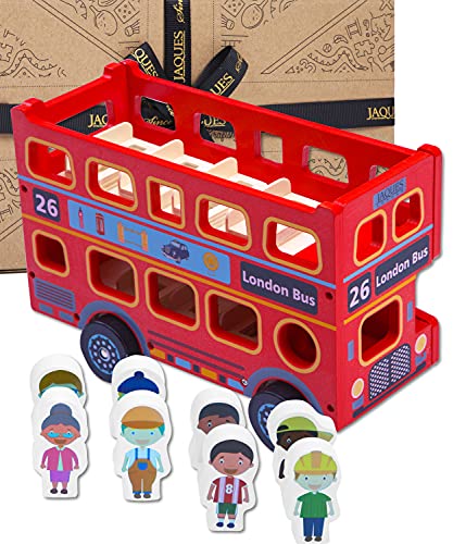 Jaques de Londres Gran autobús Rojo de Londres de Juguete con pasajeros - vehículo de Juguete británico de Madera para niños y niñas Juego imaginativo 1795.