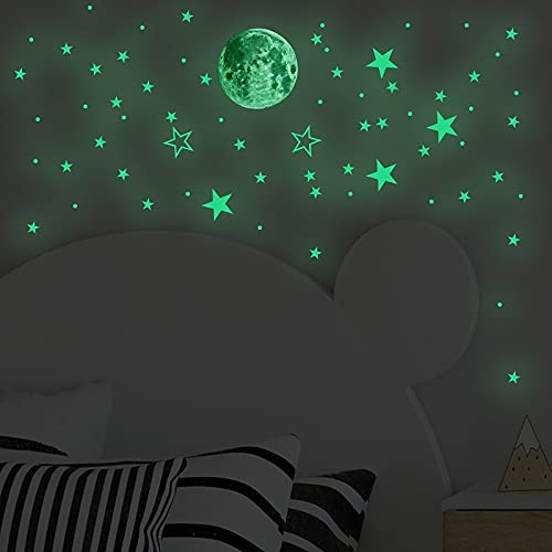 JCYANG 12 7PCS Estrellas Luminosas Planeta Pegatina de Pared Dormitorio Habitación para niños Fluorescente Autoadhesivo Adecoración Etiquetas engomadas Pegatinas Infantiles (Color : 127pcs)