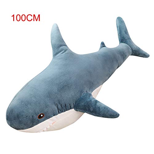 JHCHA Bonito tiburón grande de peluche de peluche de peluche, almohada para dormitorio, sofá, almohada para cama, regalo para niños y amigos