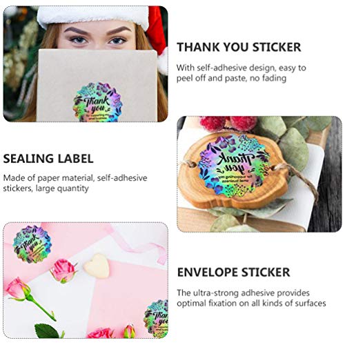 jojofuny 1 Rollo/500 Piezas Gracias Pegatinas Etiquetas para Regalos Bolsas Sobres Tiendas de Artesanía