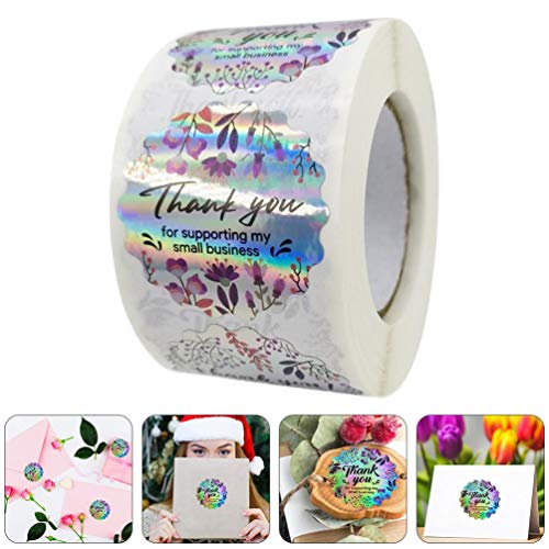 jojofuny 1 Rollo/500 Piezas Gracias Pegatinas Etiquetas para Regalos Bolsas Sobres Tiendas de Artesanía