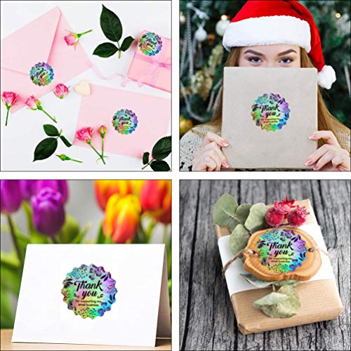 jojofuny 1 Rollo/500 Piezas Gracias Pegatinas Etiquetas para Regalos Bolsas Sobres Tiendas de Artesanía