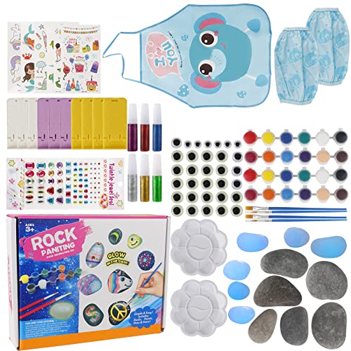 Jooheli 161PCS Juego de Pintura con Piedras, Juego de Manualidades Para Niños a Partir de 3 años, Juego de Manualidades