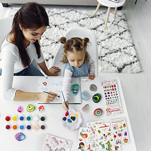 Jooheli 161PCS Juego de Pintura con Piedras, Juego de Manualidades Para Niños a Partir de 3 años, Juego de Manualidades