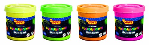 Jovi - Pack de 4 botes de témpera fosforescente, multicolor, 55 mililitros (504)