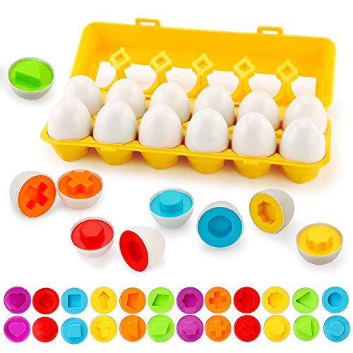 JoyGrow Juguetes educativos para niños y niños pequeños para aprender color y forma (12 huevos)