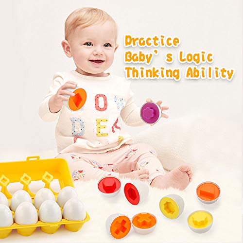 JoyGrow Juguetes educativos para niños y niños pequeños para aprender color y forma (12 huevos)