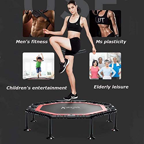 JS Camas elásticas 45"/ 50" Trampolín for Ajustable Baranda, Fitness Rebounder trampolín Cubierto for Adultos, Mejor Inicio Ejercicio - Entrenamiento Cardio Trainer, silencioso y Seguro Bungee Rope S