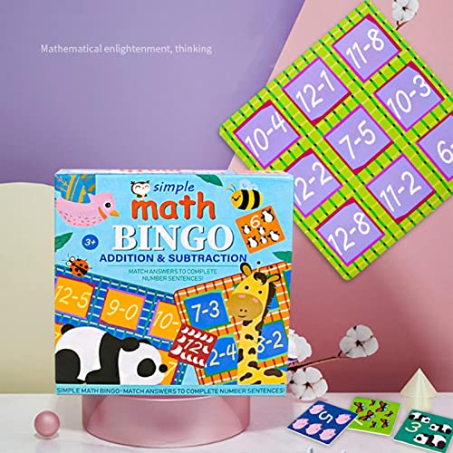 Juego de cartas de bingo digital, juego de tablero de números, juego de matemáticas estilo bingo, varios patrones de dibujos animados, juguete educativo preescolar para niños mayores de 3 años, 54 tar