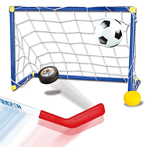Juego de deportes para niños Portería de hockey Portería de fútbol Palo de hockey de plástico Fútbol de plástico 2 en 1 Artículos deportivos Ayuda didáctica Juego interactivo entre padres e hijos