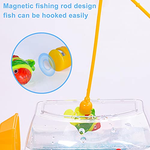 Juego de peces interactivo para niños – Acuario eléctrico con cubierta y barra magnética y dispositivo de pesca y 3 peces magnéticos – Batería LED de simulación de acuario con música