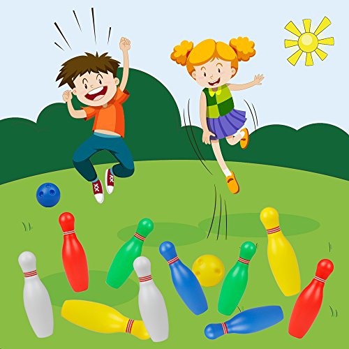 Juegos de Bolos Exterior Interior Juego de 12 Pcs Las Pinos de Bolos para los Niños sobre 3 Años.