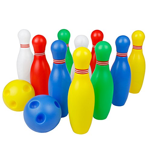 Juegos de Bolos Exterior Interior Juego de 12 Pcs Las Pinos de Bolos para los Niños sobre 3 Años.