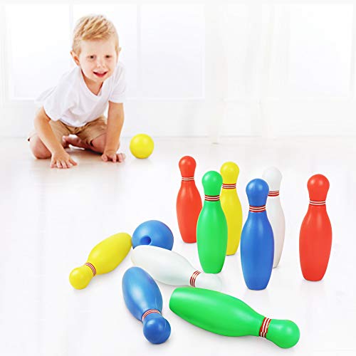 Juegos de Bolos Exterior Interior Juego de 12 Pcs Las Pinos de Bolos para los Niños sobre 3 Años, Talla Pequeña.