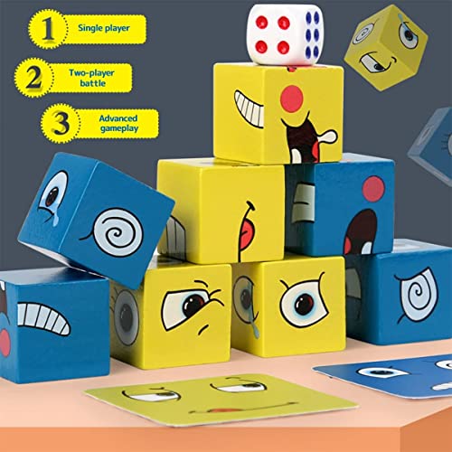 Juguetes Expresivos de Madera Juguetes de Madera Cubos Creativos de Cambio de Cara Cubo Mágico Bloques de Construcción Expresiones Rompecabezas de Juguetes Educativos Montessori de Expresión