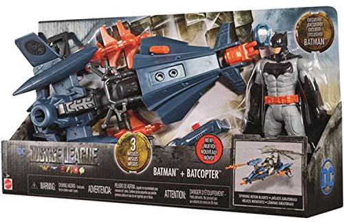 Justice League - Figura Batman de 15 cm y su batcóptero (Mattel FNP65)