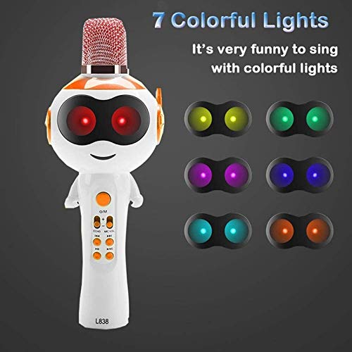 JYDQM Niños portátiles Inalámbrico Bluetooth Karaoke Micrófono Micrófono de Dibujos Animados Teléfono móvil Altavoz niños