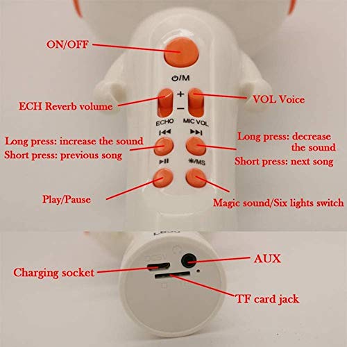 JYDQM Niños portátiles Inalámbrico Bluetooth Karaoke Micrófono Micrófono de Dibujos Animados Teléfono móvil Altavoz niños