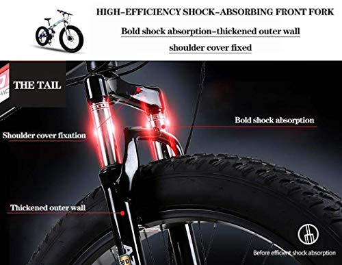 JYTFZD WENHAO Bicicletas de montaña for Hombres, Moto de Nieve Hardtail de neumáticos de 26 Pulgadas, Moto de Nieve de Doble suspensión y Tenedor de suspensión All Terreno Montaña Bicicleta Adulto