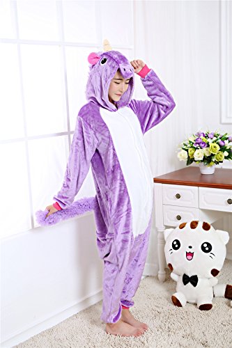 Kenmont Unicornio Juguetes y Juegos Traje Disfraz Animal Ropa de Dormir Cosplay Disfraces Pijamas para Adulto Niños (Tamaño M: 158-168 CM, Púrpura)
