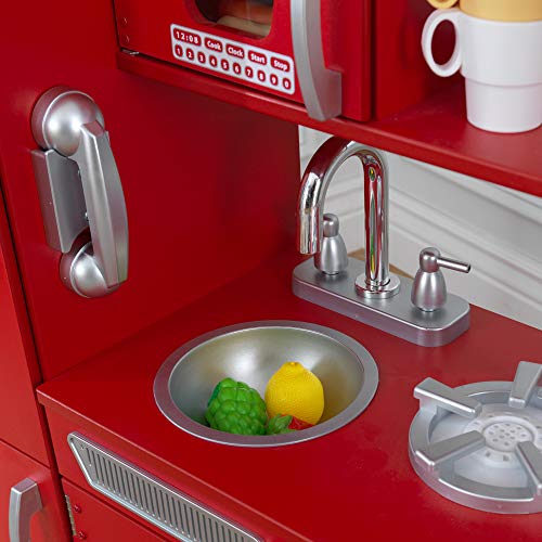 KidKraft- Cocina de juguete de madera vintage para niños con teléfono incluido para juegos de dramatización, Color Rojo (53173 )