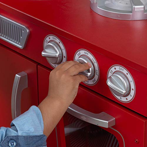 KidKraft- Cocina de juguete de madera vintage para niños con teléfono incluido para juegos de dramatización, Color Rojo (53173 )