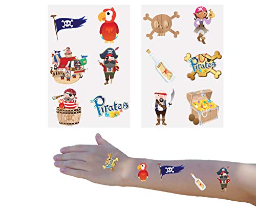 KINPARTY ® - 84 x Tatuajes Temporales Piratas Diseños Surtidos para Niñas/Niños – Tatuajes para regalos de cumpleaños, fiestas, celebraciones, relleno de piñatas, regalos sorpresa