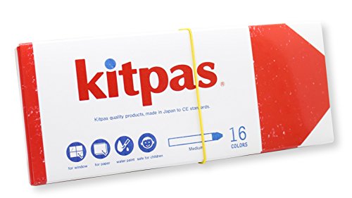 Kitpas Crayon Medium 16 colores – Lápices brillantes y llamativos para casi cualquier superficie, incluyendo papel, vidrio y espejos
