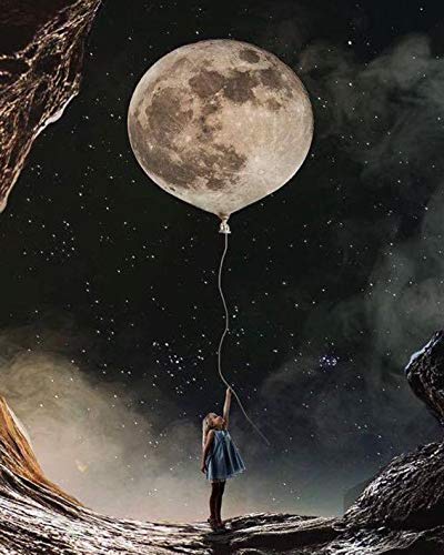 Kits de pintura de bricolaje por números, dibujo de Luna en lienzo, imágenes por número, paisaje, imagen pintada a mano, arte, decoración del hogar, A10, 45x60cm