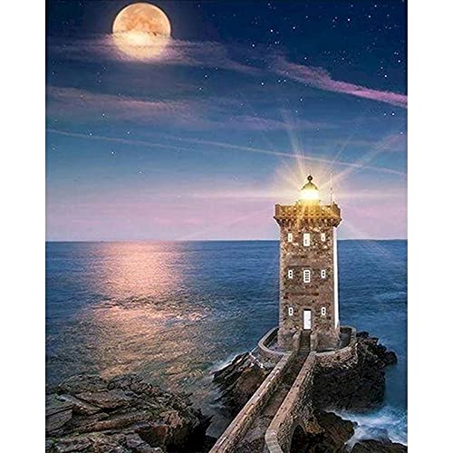 Kits de pintura de bricolaje por números, dibujo de Luna en lienzo, imágenes por número, paisaje, imagen pintada a mano, arte, decoración del hogar, A10, 45x60cm