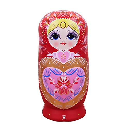 KJYR Matryoshka, Colorido Amor muñecas de anidación, cumpleaños, Juguetes for niños 7pcs apilando muñecas, de Madera, 6.7", decoración del hogar Regalos creativos