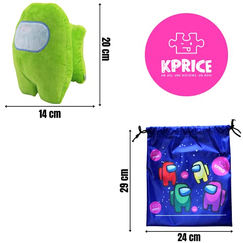 KPRICE Among US – Peluche verde – Tamaño 20 cm – Bonita – Juguete Emotion – Muñeca animal suave – Figura de muñeca Parmi Nosotros – Plush niño adulto – Se entrega en una bolsa de transporte original