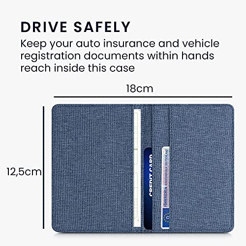 kwmobile Funda para carné de conducir - Estuche de tela para permiso de circulación con espacio para tarjetas - azul