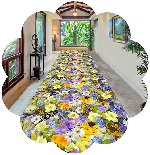 La flor 3D Pasillo corredor Alfombra, no Slip entrada Alfombras de entrada Puerta de entrada Escalera de la alfombra, 70cm / 90cm / 100cm ancho lavable ( Color : Multi-colored , Size : 140x600cm )