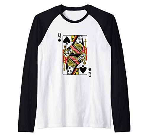 La reina de espadas jugando al póquer de cartas Camiseta Manga Raglan